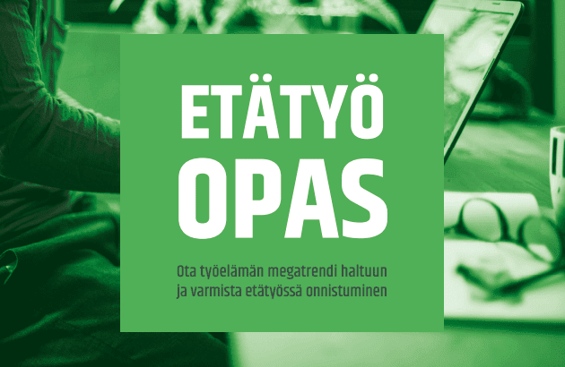 Henkilö työskentelee kannettavalla tietokoneella vihreäsävyisessä bannerikuvassa.